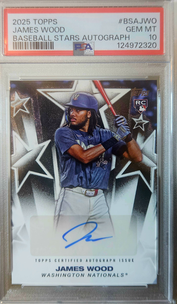 2025 Topps James Wood Baseball Stars Auto RC PSA 10