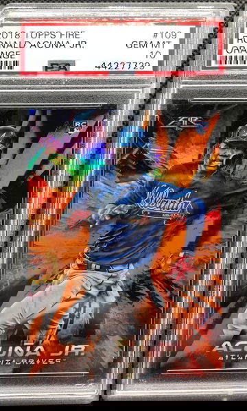 2018 Topps Fire Ronald Acuna Jr Orange /299 PSA 10