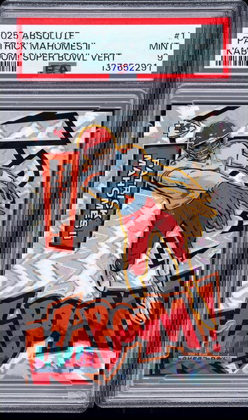 2025 Absolute Patrick Mahomes II Kaboom! Super Bowl Vertical PSA 9