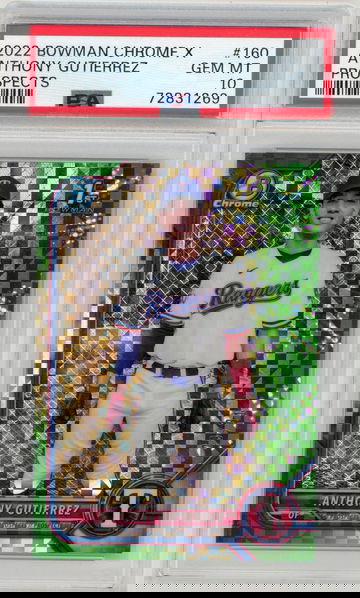 2022 Bowman Chrome X Anthony Gutierrez 1st Green Xfractor #'d 29/31 PSA 10 GEM MINT #160 Rangers