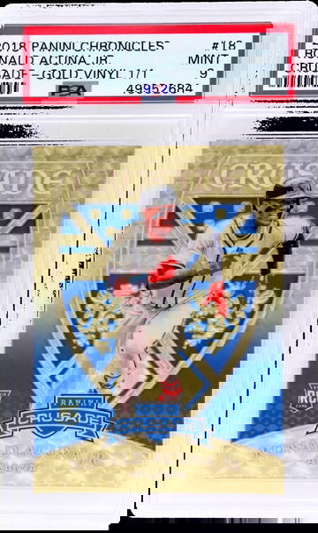 2018 Panini Chronicles Crusade Gold Vinyl Ronald Acuna Jr. #18 RC 1/1 PSA 9