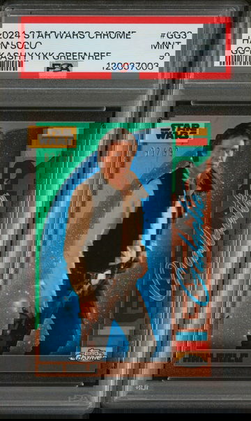 2024 Topps Star Wars Chrome Galactic Gear Green Ref Han Solo #GG-3 /99 PSA 9