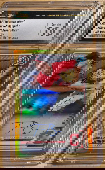 2020 Bowman Draft Chrome Autographs Tanner Burns Gold Refractor Auto #/50 Guardians Indians