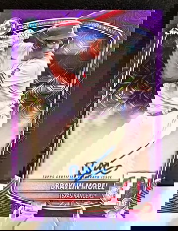 2025 Bowman Chrome  Braylin Morel  Prospect  Purple Mojo Refractor  AUTO /199  Rangers 