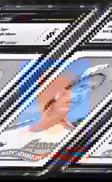 1989 Topps Rookie Card Randy Johnson #647, Montreal Expos, CSG 9 Card! HOF!!!!