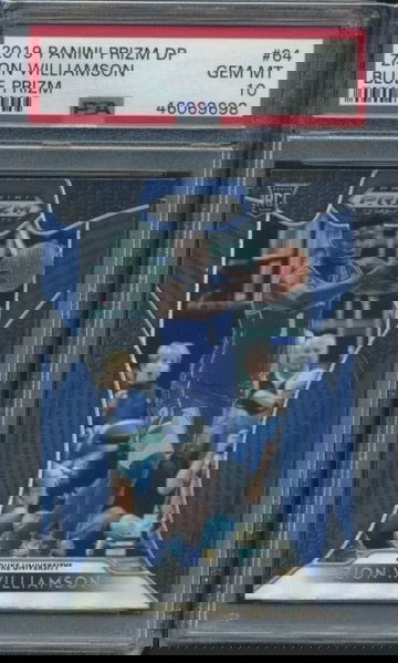 2019-20 Zion Williamson Rookie RC Blue Parallel Prizm DP PSA 10 Matching jersey coloc