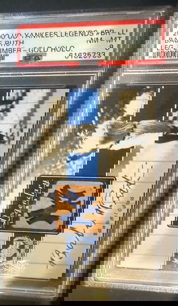 00 Upper Deck Yankees Legendary Lumber Babe Ruth Gold game used bat card PSA 8 POP 4 