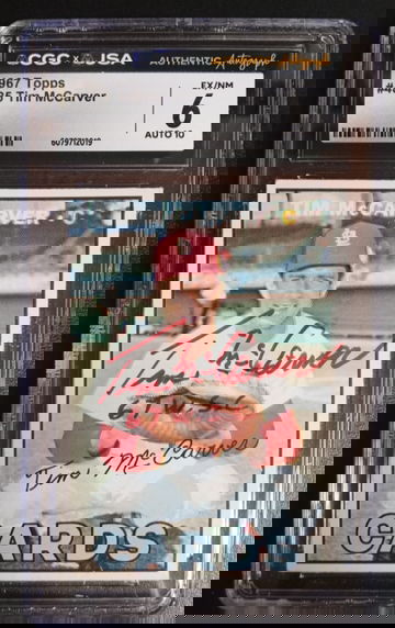 1967 Topps #485 Tim McCarver CGC 6 JSA 9 Auto 