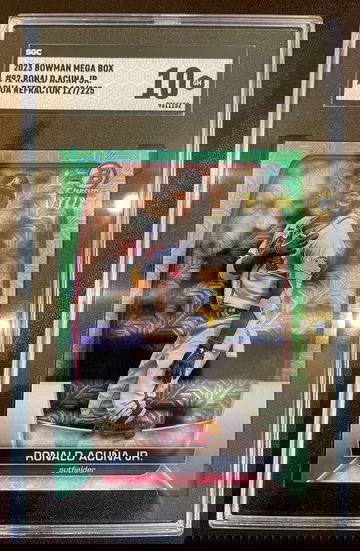 2023 Bowman Mega Box Ronald Acuna Jr. Aqua Chrome Mojo Refractor /225 Pop 4 Acuña