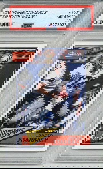 2018 PANINI CLASSICS #193 ROGER STAUBACH CARD DALLAS COWBOYS PSA 10