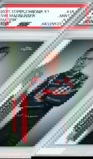 2020 TOPPS CHROME F1 KEVIN MAGNUSSEN #18 REFRACTOR HAAS F1 TEAM PSA 9 MINT