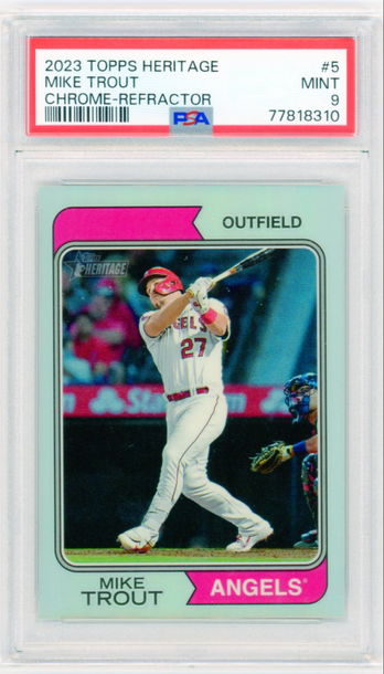 2023 Topps Heritage Chrome #5 Mike Trout Refractor PSA 9 MINT!