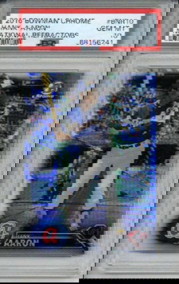 2016 BOWMAN CHROME NATIONAL REFRACTORS HANK AARON CARD BRAVES PSA 10 LOW POP