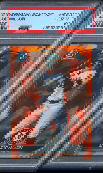 JACOB WILSON 2023 BOWMAN DRAFT SAPPHIRE EDITION ORANGE /25 PSA 10 GEM