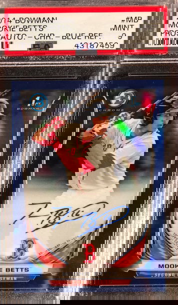 Mookie Betts 2014 Bowman Chrome Blue Auto PSA 9 - Clean Auto
