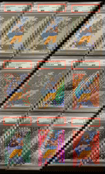 2020 Panini Mosaic Justin Herbert 9 Card Lot - 8 PSA 10, 1 PSA 9