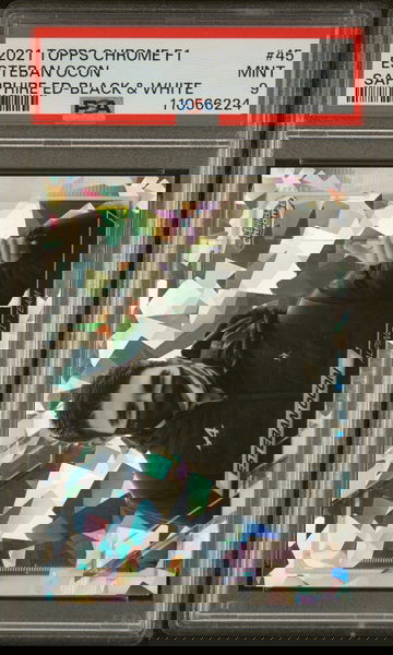 2021 Topps Chrome Formula 1 Sapphire Edition Black & White Esteban Ocon #45 /15 PSA 9