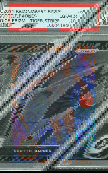 2021 Panini Prizm Draft Choice Scottie Barnes Tiger Stripe RC PSA 10 Gem Mint SP