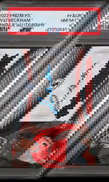 2022 Panini Prizm Premier League Flashback Autographs David Beckham #FA-DB PSA 8