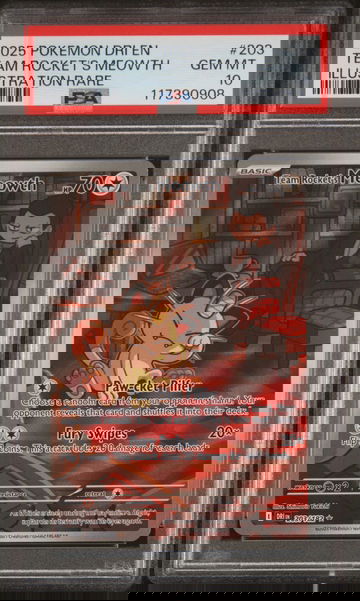 2025 Pokemon Scarlet and Violet Destined Rivals Illustration Rare Team Rocket's Meowth #203 PSA 10