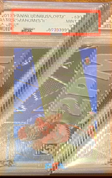 2017 PATRICK MAHOMES PANINI DONRUSS OPTIC BLUE 99/149 ROOKIE RC AKA 2PM #30 PSA 9 MINT KANSAS CITY CHIEFS