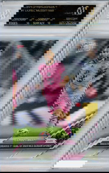 2024 TOPPS NOW MLS LIONEL MESSI #1 INTER MIAMI BGS 10 PRISTINE BLACK LABEL