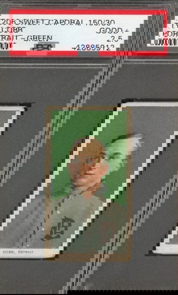 T206 Sweet Caporal Ty Cobb Green Portrait PSA 2.5 Centered, Gorgeous 