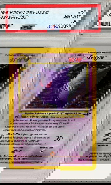 1999 POKEMON FOSSIL GENGAR-HOLO #5 PSA 8 NM-MT