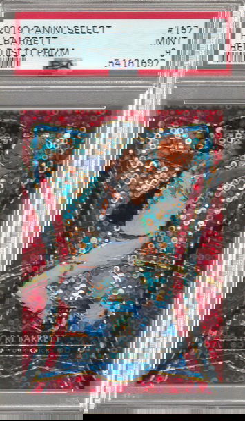 RJ Barrett 2019 Select Premier Level red disco #d/49 prizm PSA 9