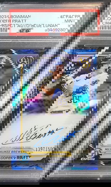 2024 Bowman Cooper Pratt Chrome 1st Auto - Blue Lunar /150 PSA 9