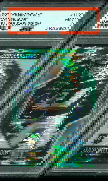 2021 Panini Rookies & Stars Green Pulsar Prizm /25 Zach Wilson Rookie RC #102 PSA 9