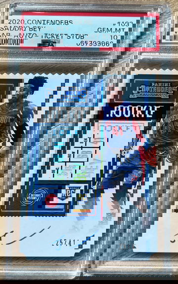 2020 Contenders Ticket Stub variation auto Saddiq Bey /41 PSA 10 