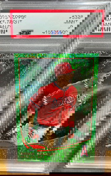 2013 Topps Emerald Green Mike Trout #338 PSA 9 Mint Fresh New Slab!