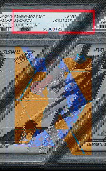 2020 Mosaic Lamar Jackson Orange /25 PSA 10