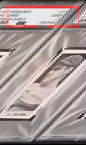 Earl Combs 1928 Yuengling's Ice Cream Baseball #21 PSA 2