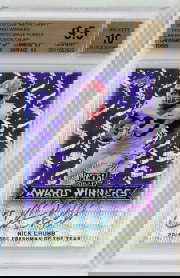 2018 Leaf Metal Draft Award Winners Prismatic Wave Purple Auto /15 Nick Chubb BGS 9.5 w 10 Autograph Pop 2! !!!