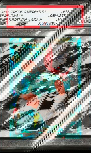 2021 TOPPS CHROME F1 PIERRE GASLY SAPPHIRE AQUA SP /99 #36 PSA 10 GEM MINT