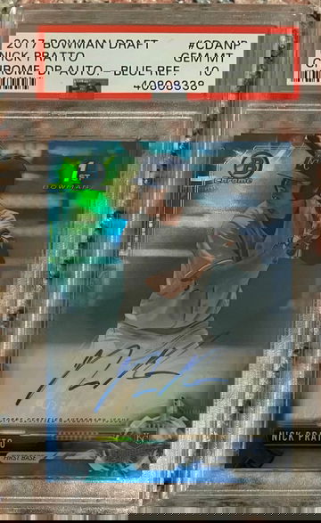 2017 BOWMAN CHROME DRAFT NICK PRATTO AUTO BLUE REFRACTOR RC  #/150 PSA 10 