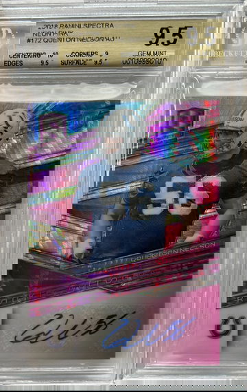 2018 Panini Spectra Quenton Nelson Neon Pink BGS 9.5