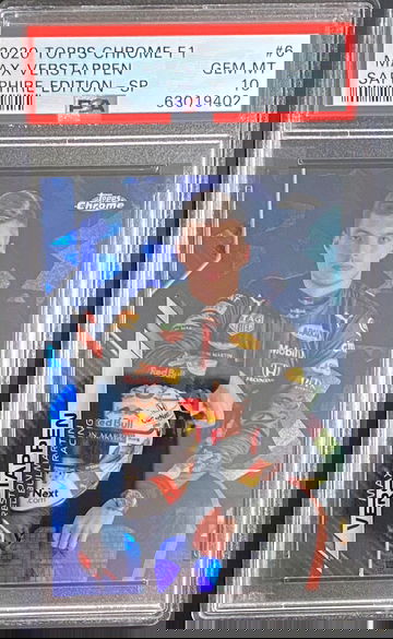 2020 Topps Chrome Formula 1 F1 Sapphire Max Verstappen IV Image Variation SP PSA 10