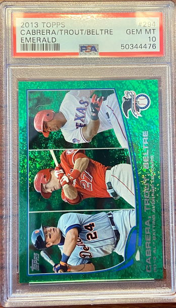 2013 Topps Cabrera Trout Beltre #294 Emerald PSA 10 Batting Leaders