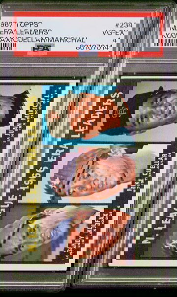 1967 Topps NL ERA Leaders (Sandy Koufax, Mike Cuellar, Juan Marichal) #234 PSA 4 [BL-1.11]