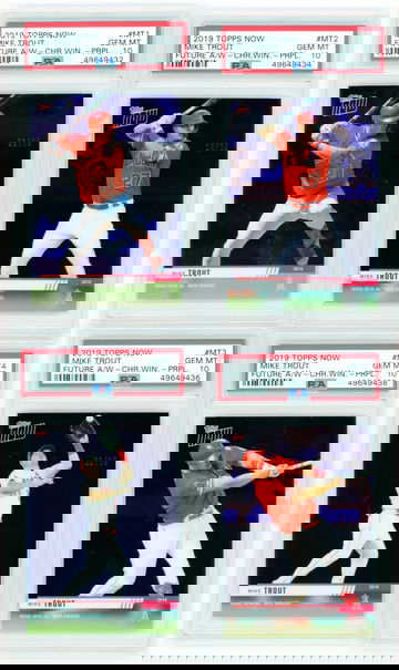 2019 Topps Now Future Award Winner Mike Trout 10 Card Lot-PURPLE Chrome Winner PSA 10 GEM MINT!