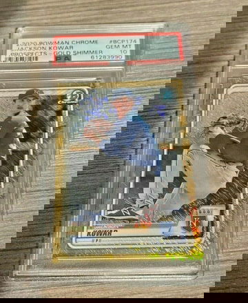 2020 Bowman Chrome Prospects Jackson Kowar GOLD Shimmer #'d /50 PSA 10 #BCP174