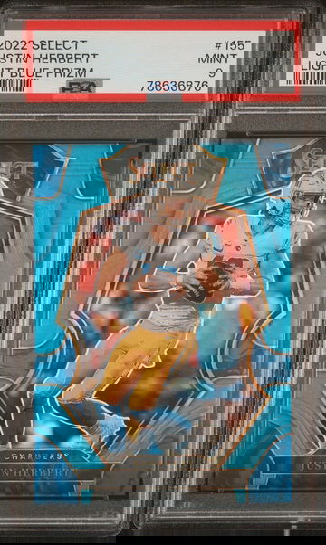 2022 Panini Select Light Blue Prizm Justin Herbert #155 /99 PSA 9