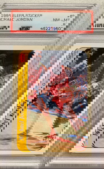 MICHAEL JORDAN FLEER STICKER #8 PSA 8