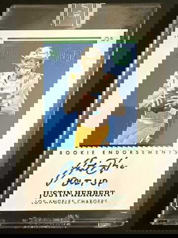 2020 Encased Justin Herbert Emerald Rookie Endorsements Auto - White Box 1/1
