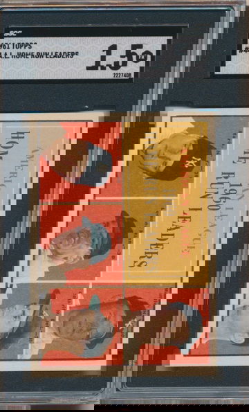 1961 TOPPS MICKEY MANTLE ROGER MARIS AL HOME RUN LEADERS #44 SGC 1.5