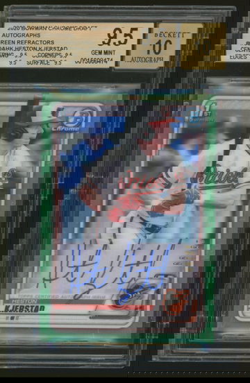 2020 Bowman Chrome Heston Kjerstad 1st Chrome Green Refractor Auto 13/99 JERSEY NUMBER BGS 9.5/10