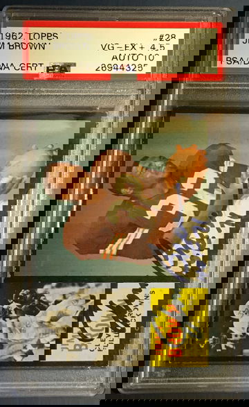 1962 Topps Jim Brown #28 AUTO Browns Autograph PSA 4.5